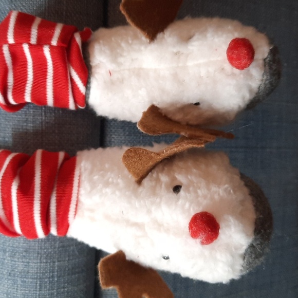 Gnome Reindeer Antler Hat Fuzzy Slippers Fun Whimsical Holiday Accent Collector - Picture 4 of 7